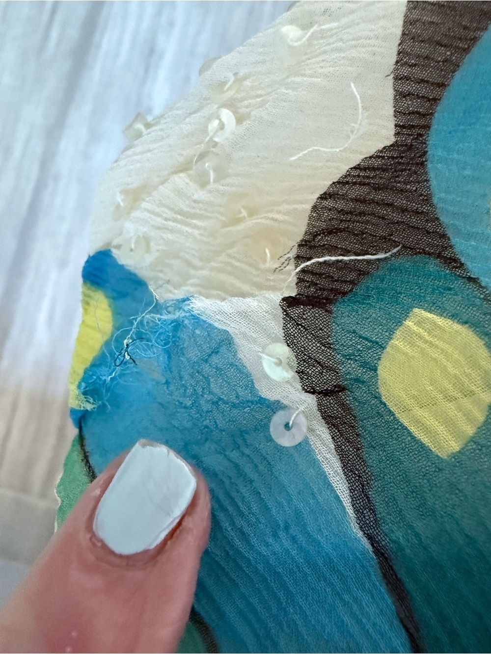 BCBGMaxAzria Butterfly White Maxi Dress with Teal, Blue & Pink Floral Print - Picture 8 of 8